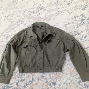 Olive Green Cropped Jacket